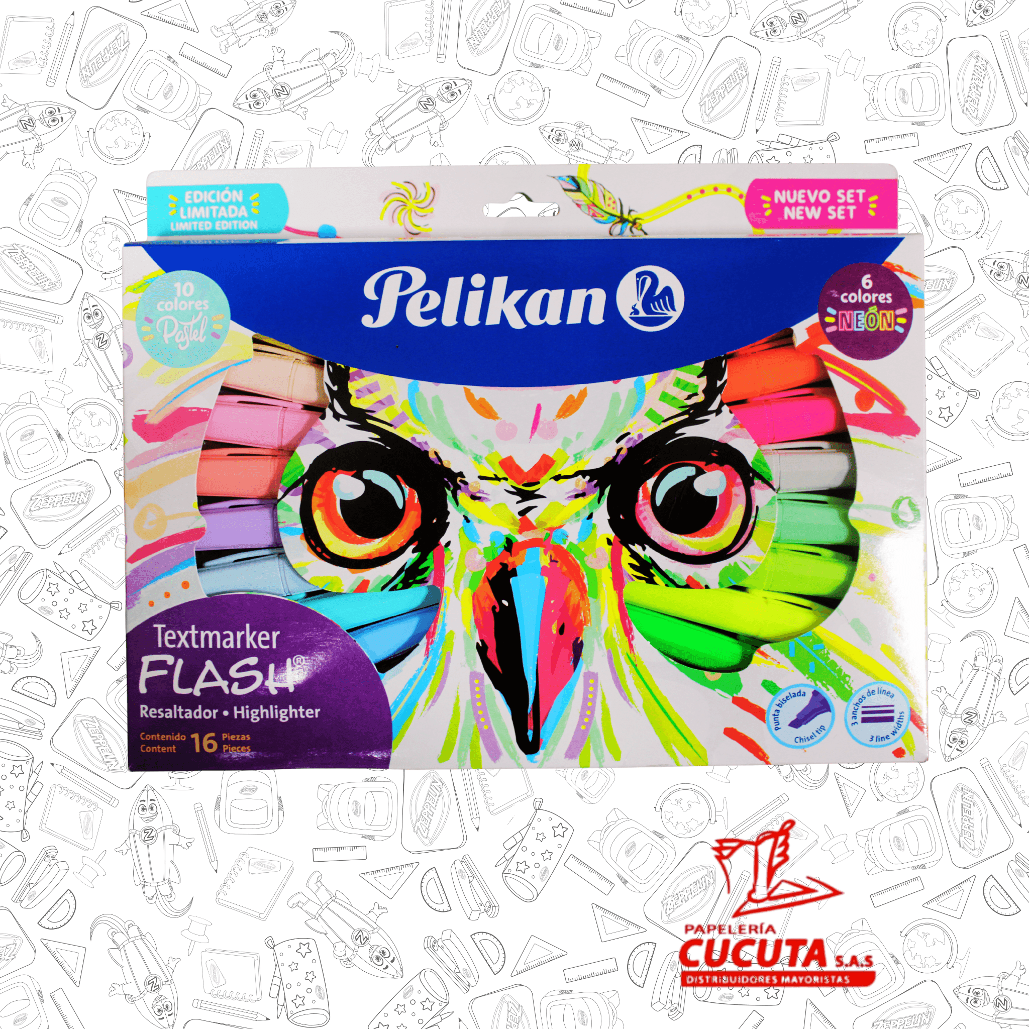RESALTADOR FLASH X 16 BUHO PELIKAN