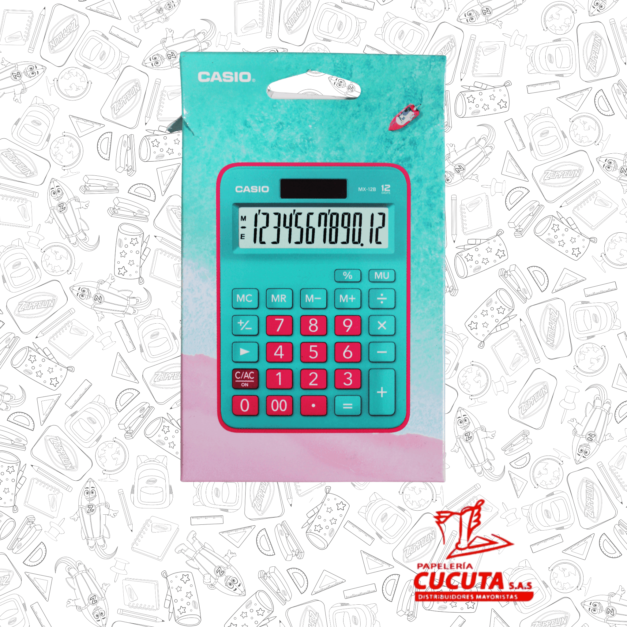 CALCULADORA CASIO 12B COLOR PK GN PKLB LB GNRD vista 2