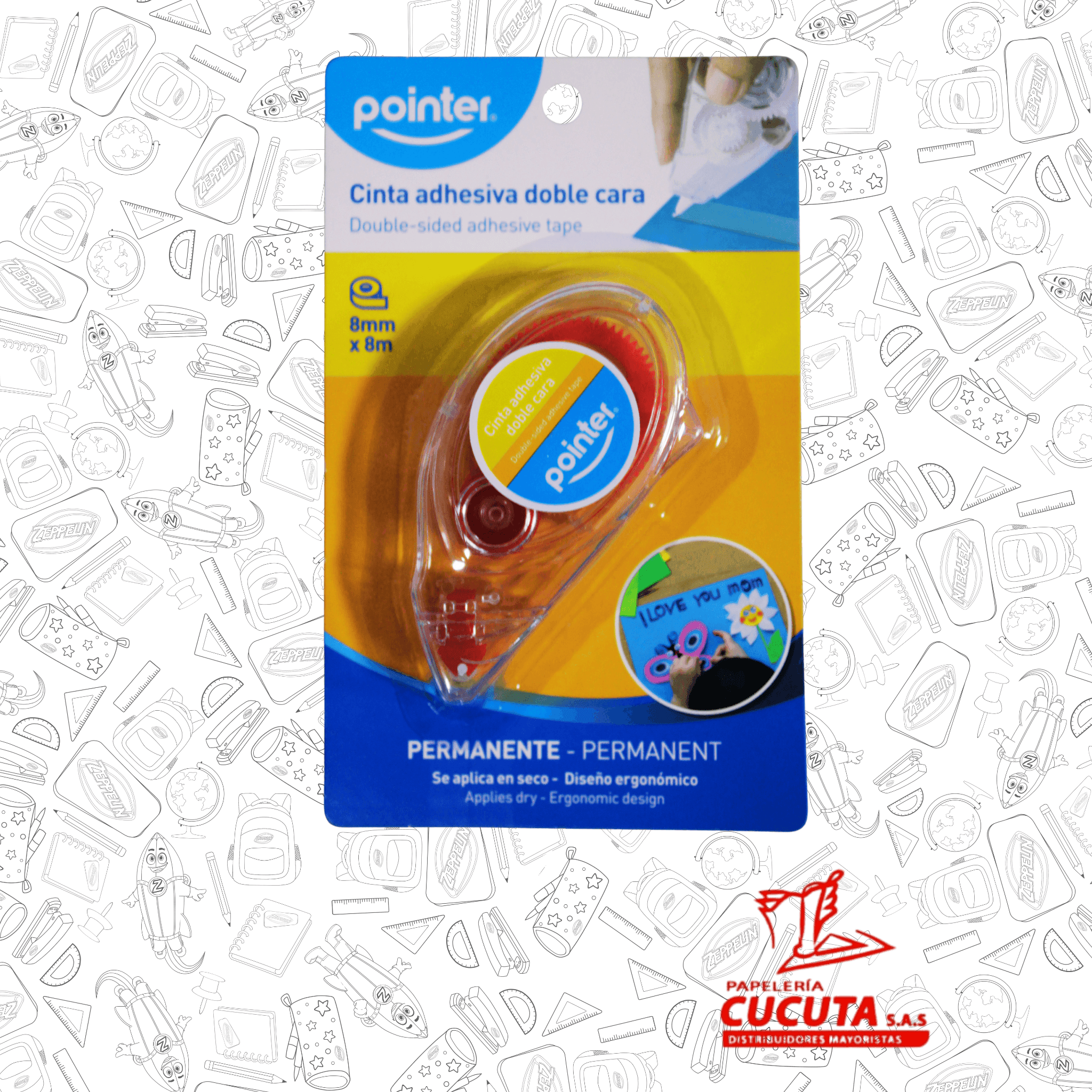 CINTA ADHESIVA DOBLE CARA 8MMX8M POINTER