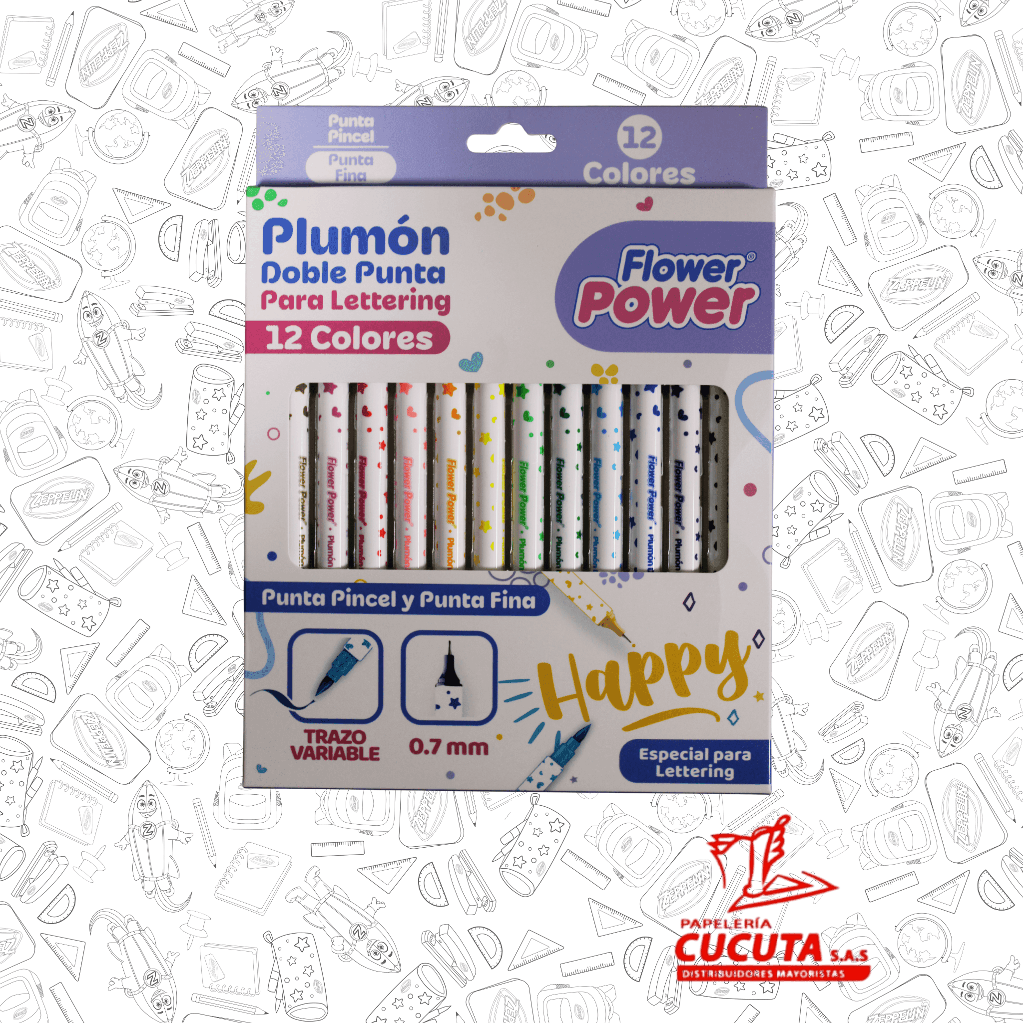 PLUMON PUNTA PINCEL D/P X 12 FLOWER POWER