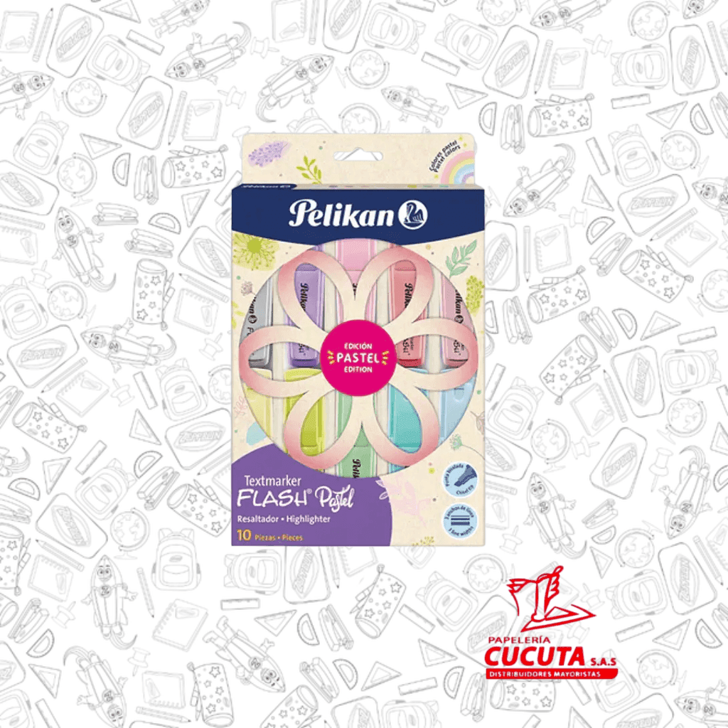 RESALTADOR X 10 TEXTMARKER FLASH PASTEL PETALOS PELIKAN