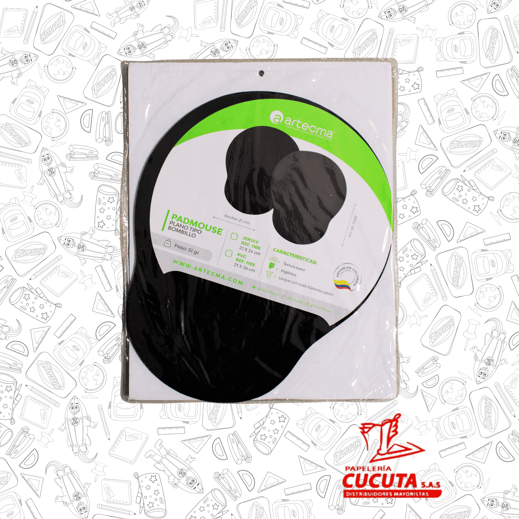 PAD MOUSE PLANO JERSEY 21 X 26 R/F 1100 ARTECMA