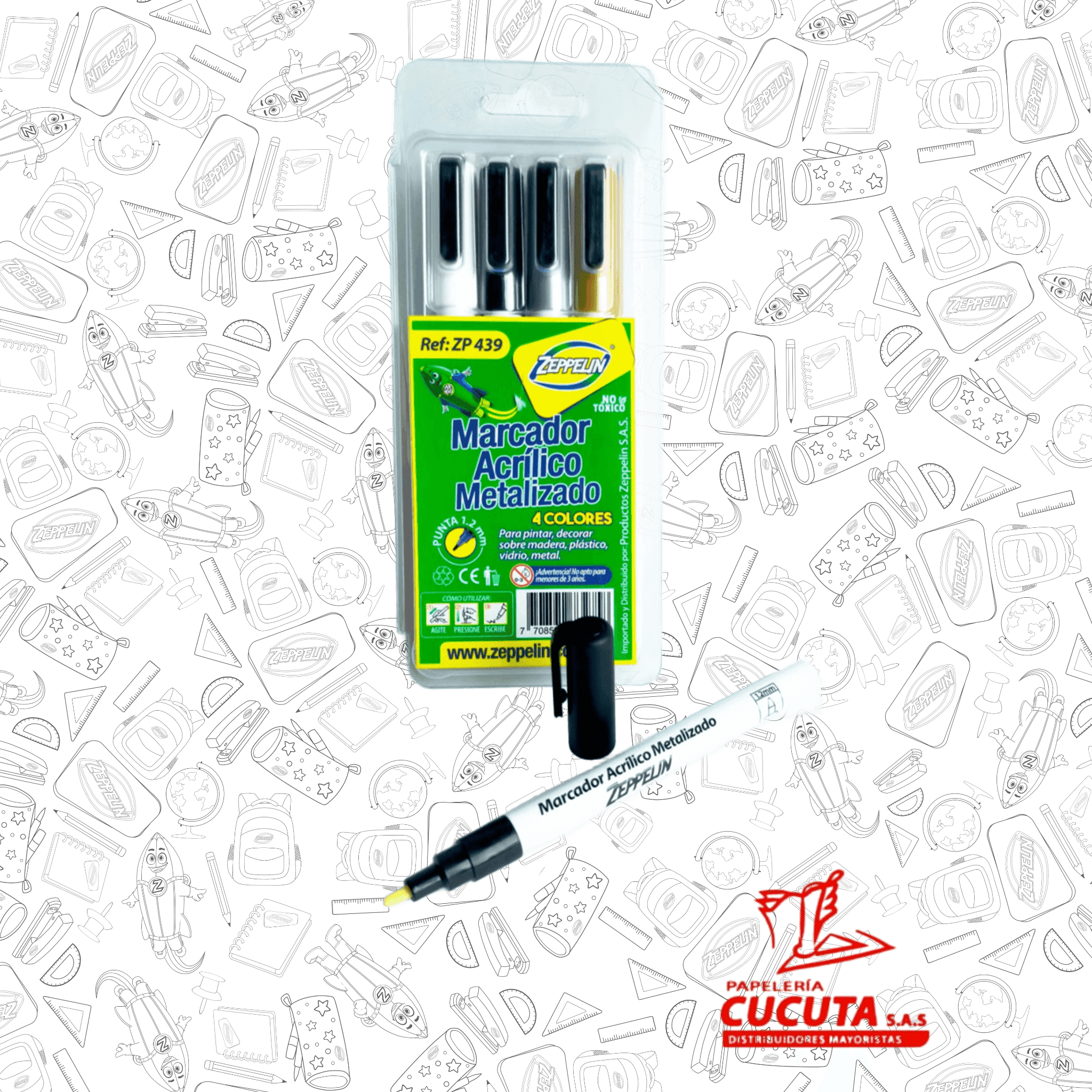 MARCADOR ACRILICO X 4 METALIZADO ZP 439 ZEPPELIN