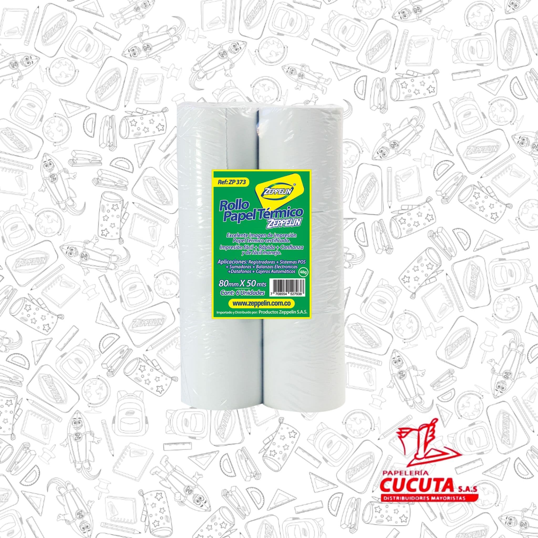 ROLLO TERMICO 80 X 50 PQUETE X 6 ZEPPELIN