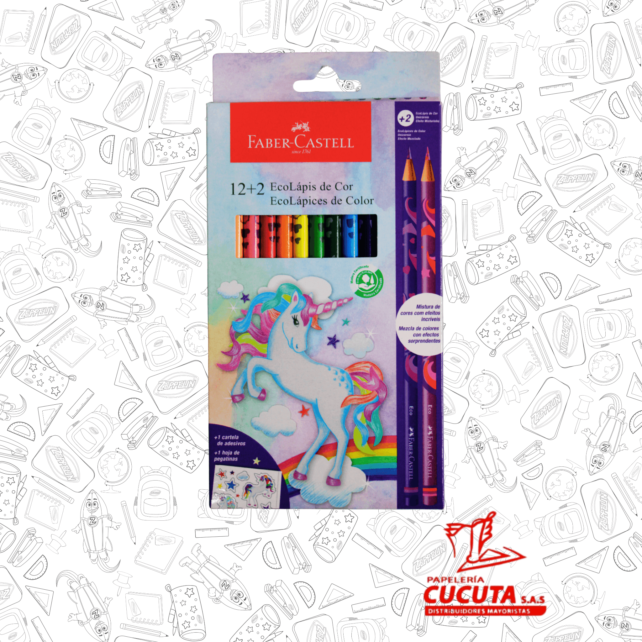 COLORES FABER 12+2 DINOSAURIO UNICORNIO