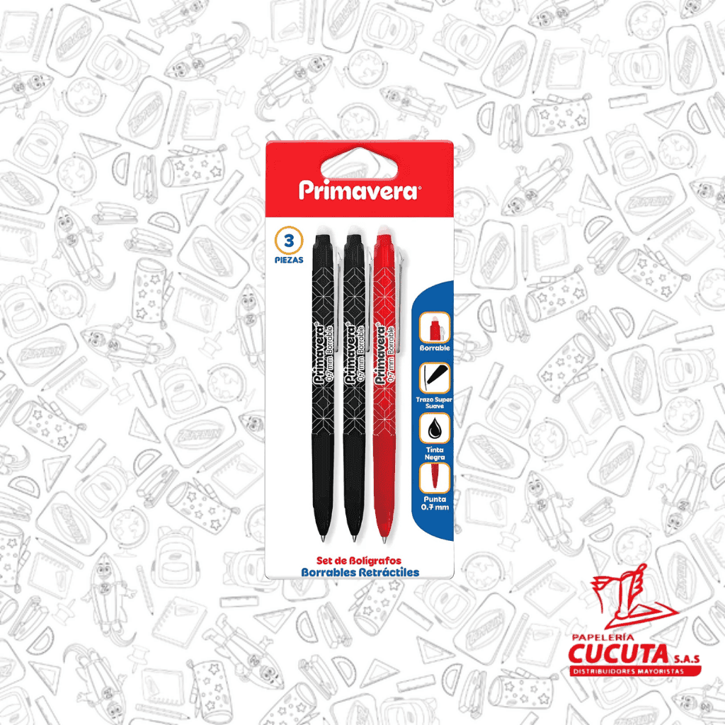 BOLIGRAFO X3 RETRACTIL BORRABLE PRIMAVERA