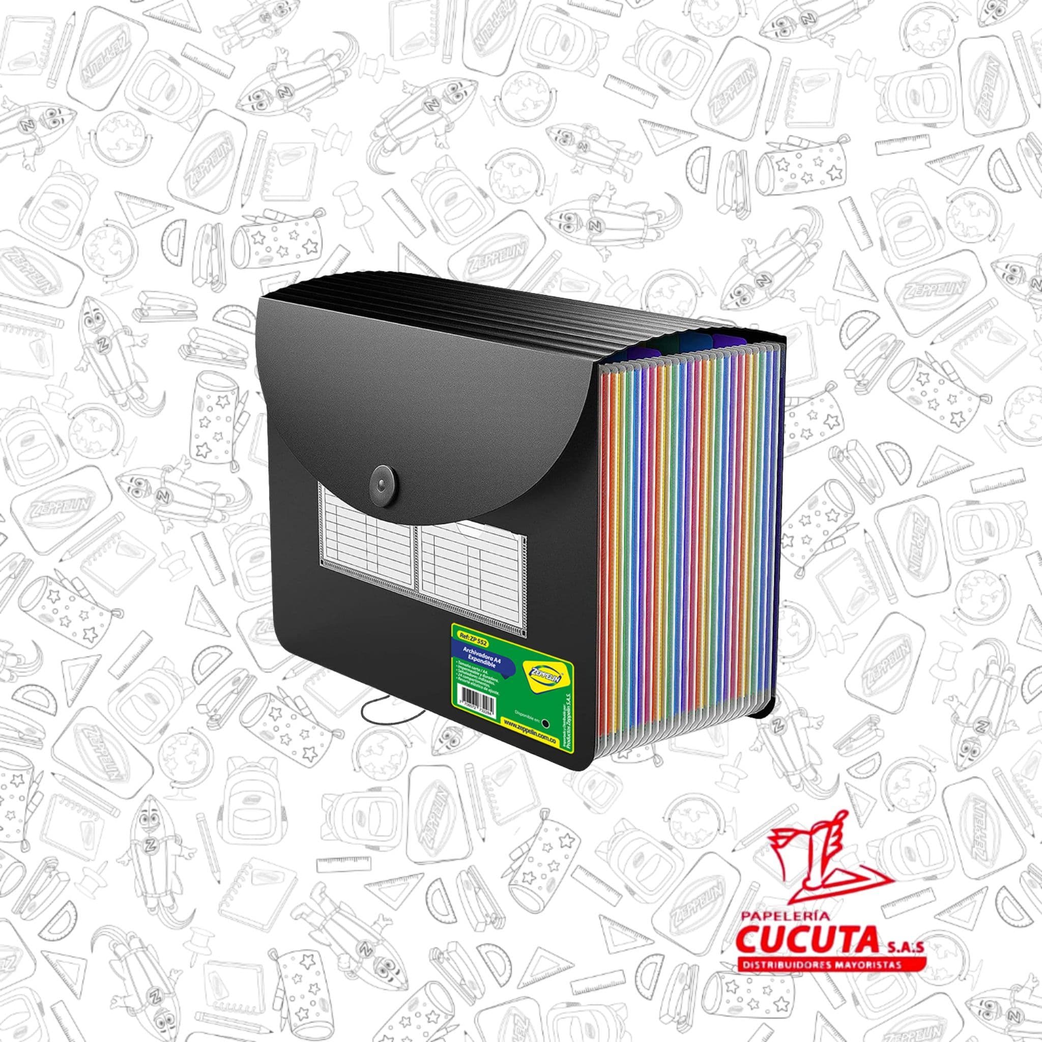 ARCHIVADORA A4 EXPANDIBLE 24 COMP ZEPPELIN ZP 552