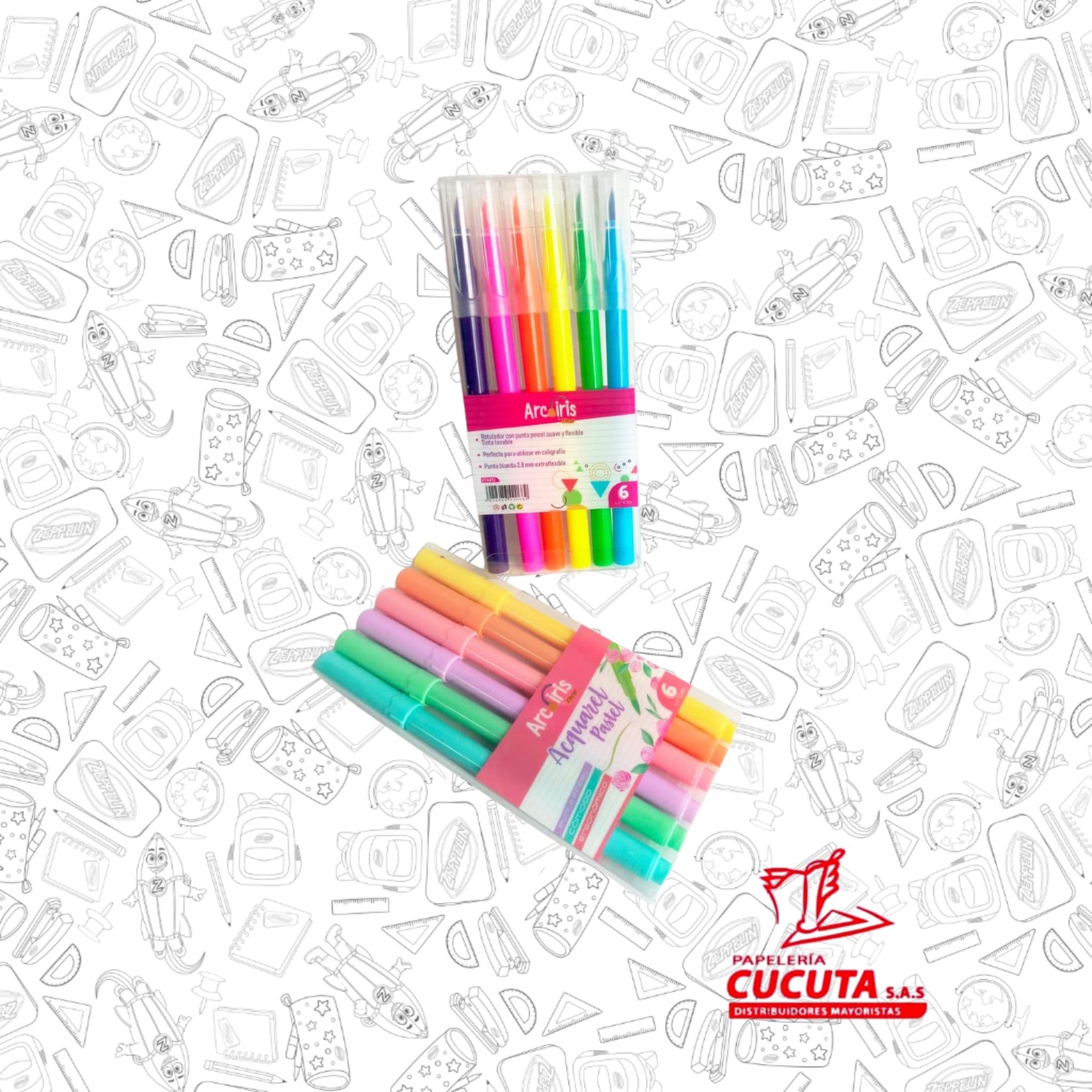 MARCADOR ARCOIRIS NEON PUNTA PINCEL X 6 ETA 013