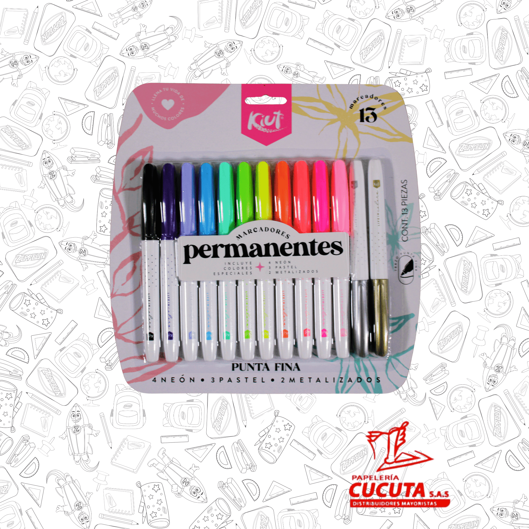 MARCADOR PERMANENTE PUNTA FINA X 13 KIUT